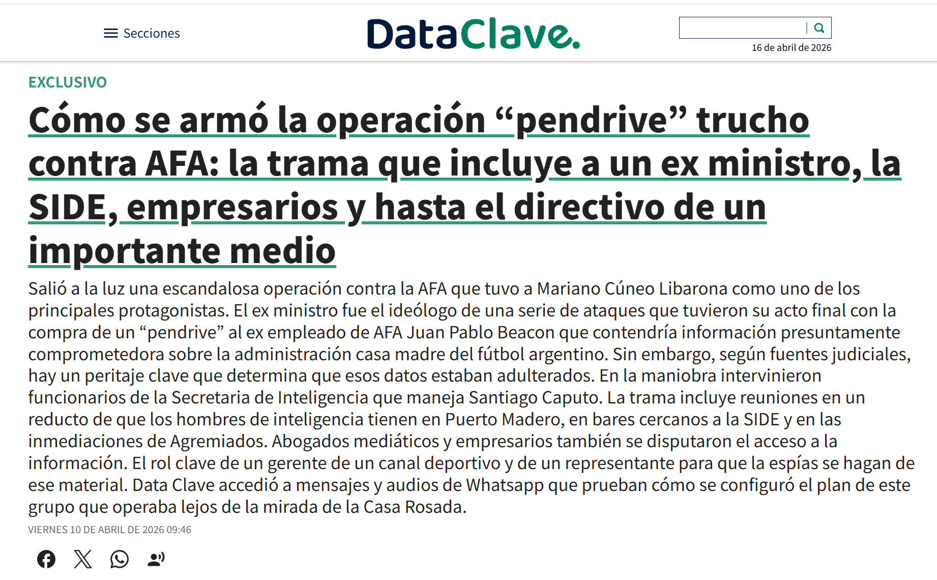阿根廷媒体DataClave独家重磅深度报道 | 针对阿根廷足协的“假U盘”行动
