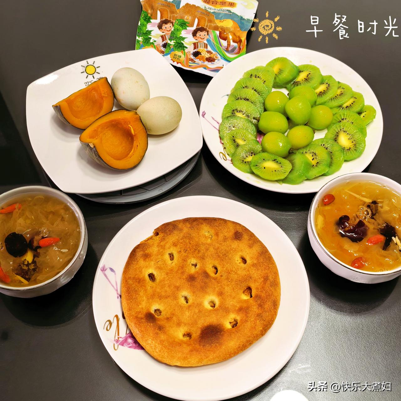 昨天年轻，那是年龄，今天年轻那是心态，天天年轻，那是快乐！早上好！
今日早餐分享
