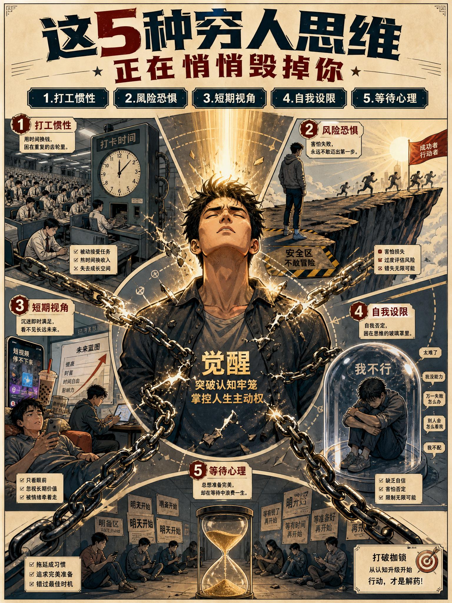 这5种穷人思维，正在悄悄毁掉你。你以为穷，是因为没机会。 但很多人真正...