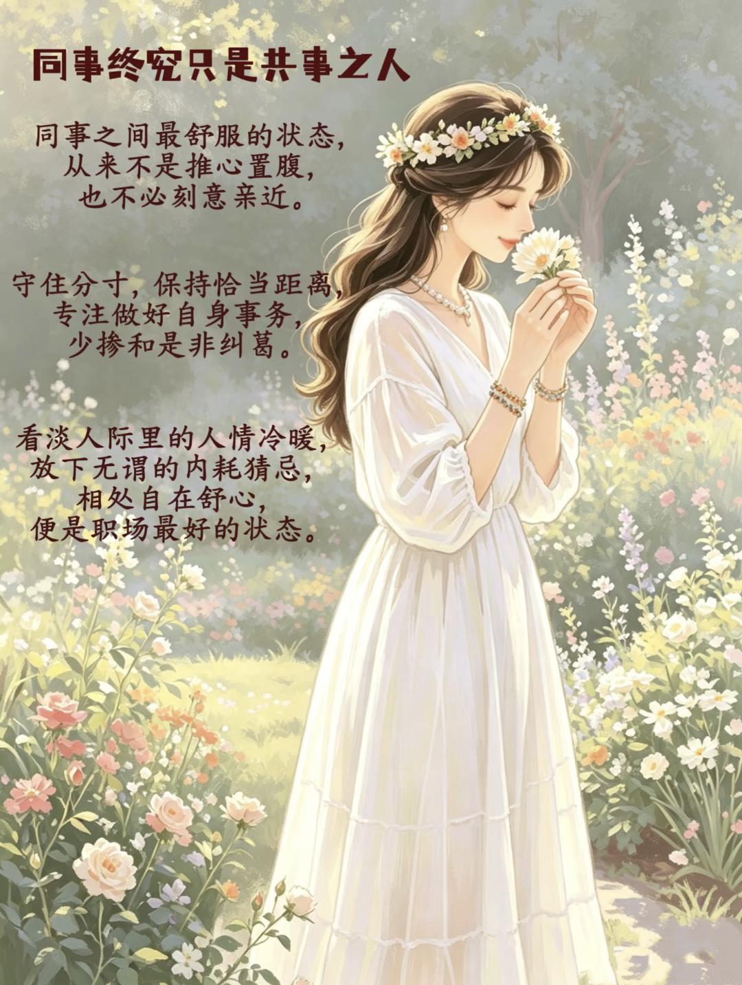同事终究只是共事之人~
 
同事之间最舒服的状态，
从来不是推心置腹，
也不必刻