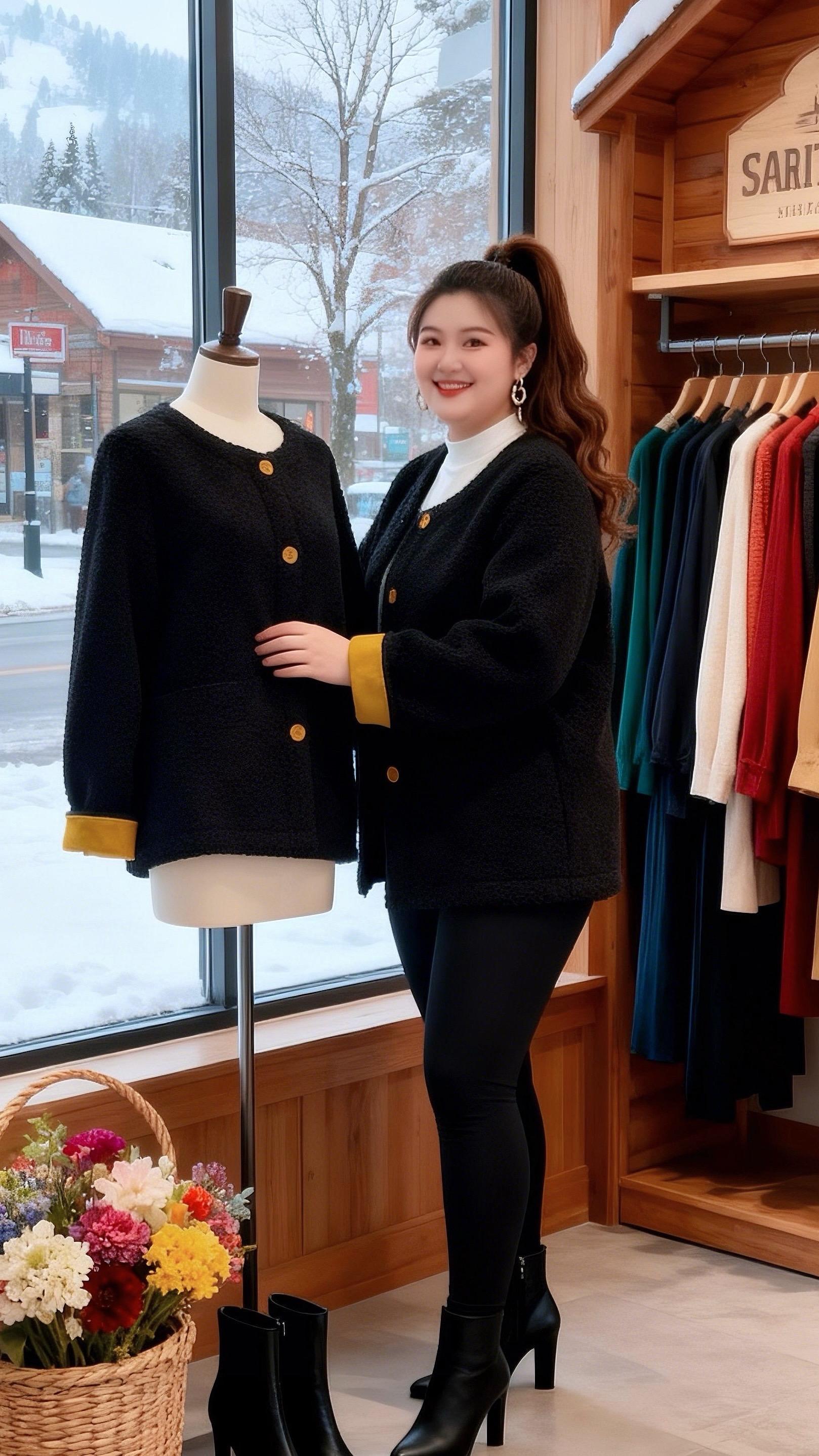 大码女装毛毛外套时尚保暖胖妹妹的冬季有效穿搭 时尚休闲穿搭