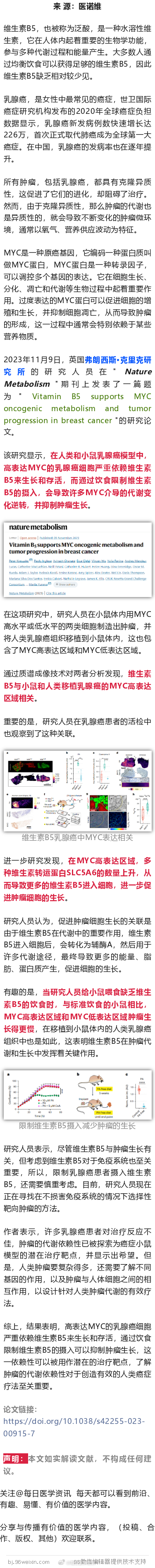 Nature子刊：这种常见的维生素，竟促进癌症生长，减少摄入可抑制癌症2023年