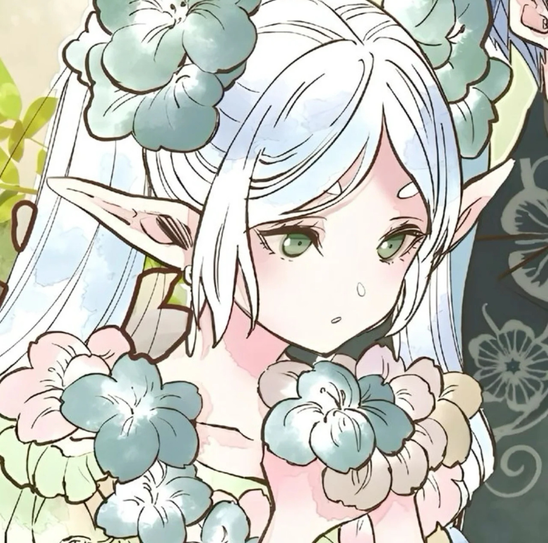 情侣头像：葬送的芙莉莲💚🩵🤍又是爱芙芙的一天～ 插画师：kazanori9