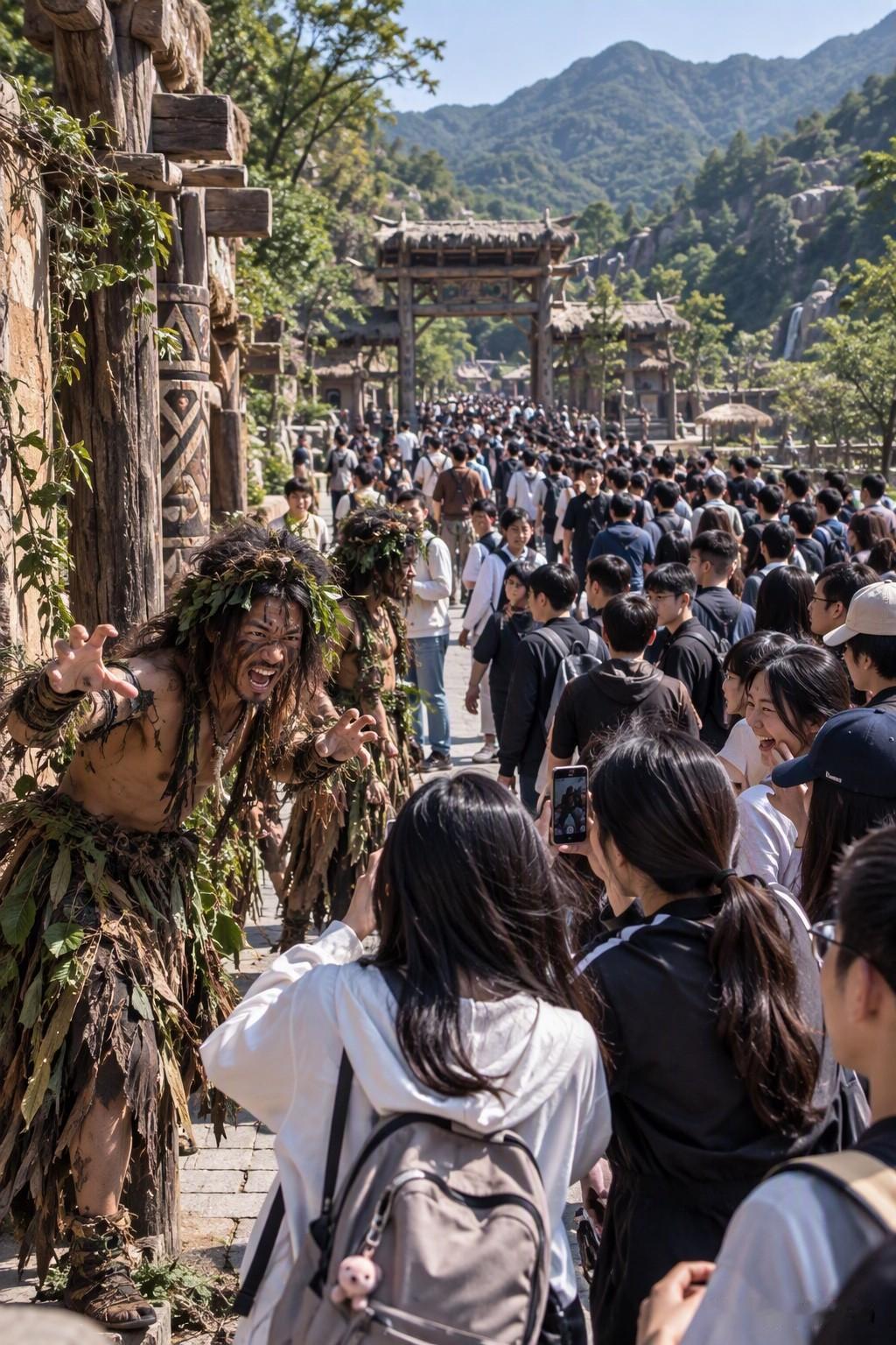 景区招"野人"，日薪200，结果4000多人去排队应聘。

干啥呢。穿身草叶子，