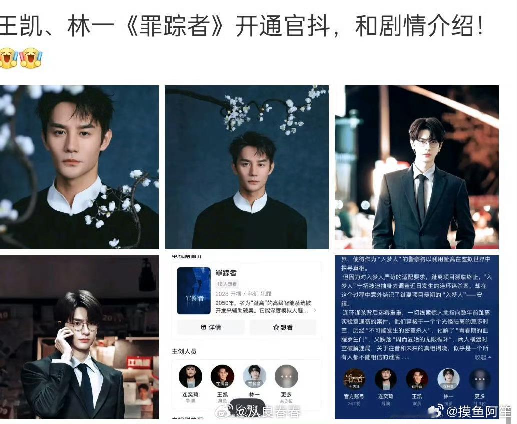 王凯和林一还真要演双男主了，前段时间传的《罪踪者》🫘官博都开了，话说最近真的看