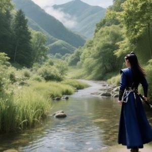 谷间寻溪流的行者