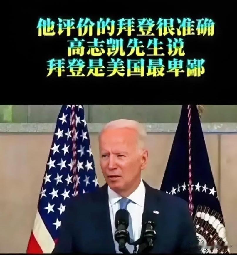 他对拜登的评价很准确，高志凯先生说：拜登是美国最卑鄙、最无耻的总统！他在位的四年