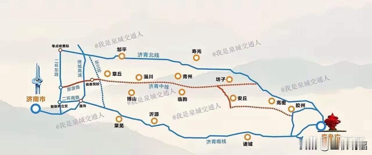 原来济南与青岛之间，竟有如此丰富的高速线路可供选择！其中，青银高速是大家熟知的北