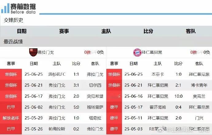 弗拉门戈vs拜仁2025世俱杯世俱杯1/8决赛-弗拉门戈vs拜仁：南大王无惧巴甲