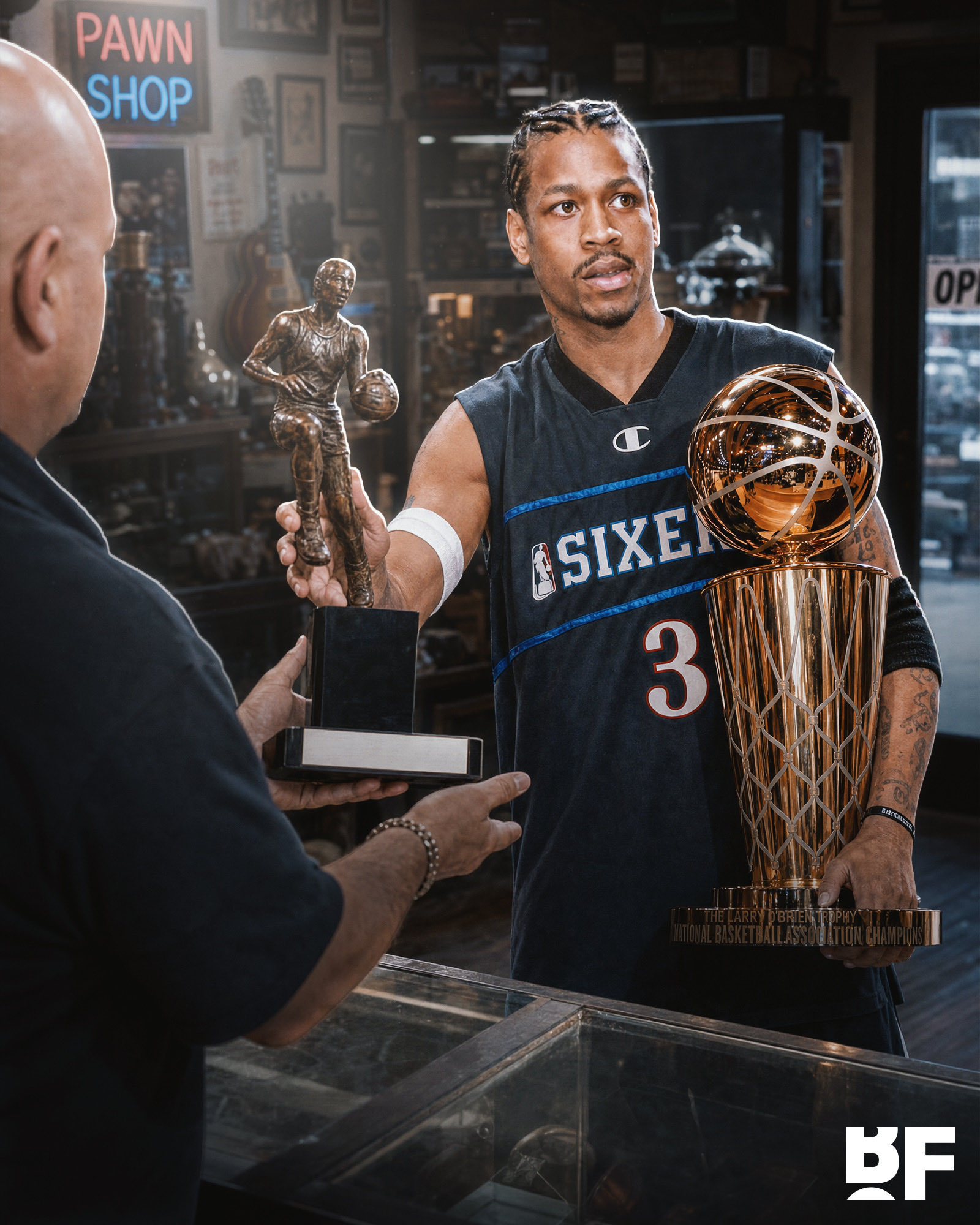 艾弗森说他愿意用职业生涯的所有成就换一个NBA总冠军 ！“我会把我的MVP奖杯还