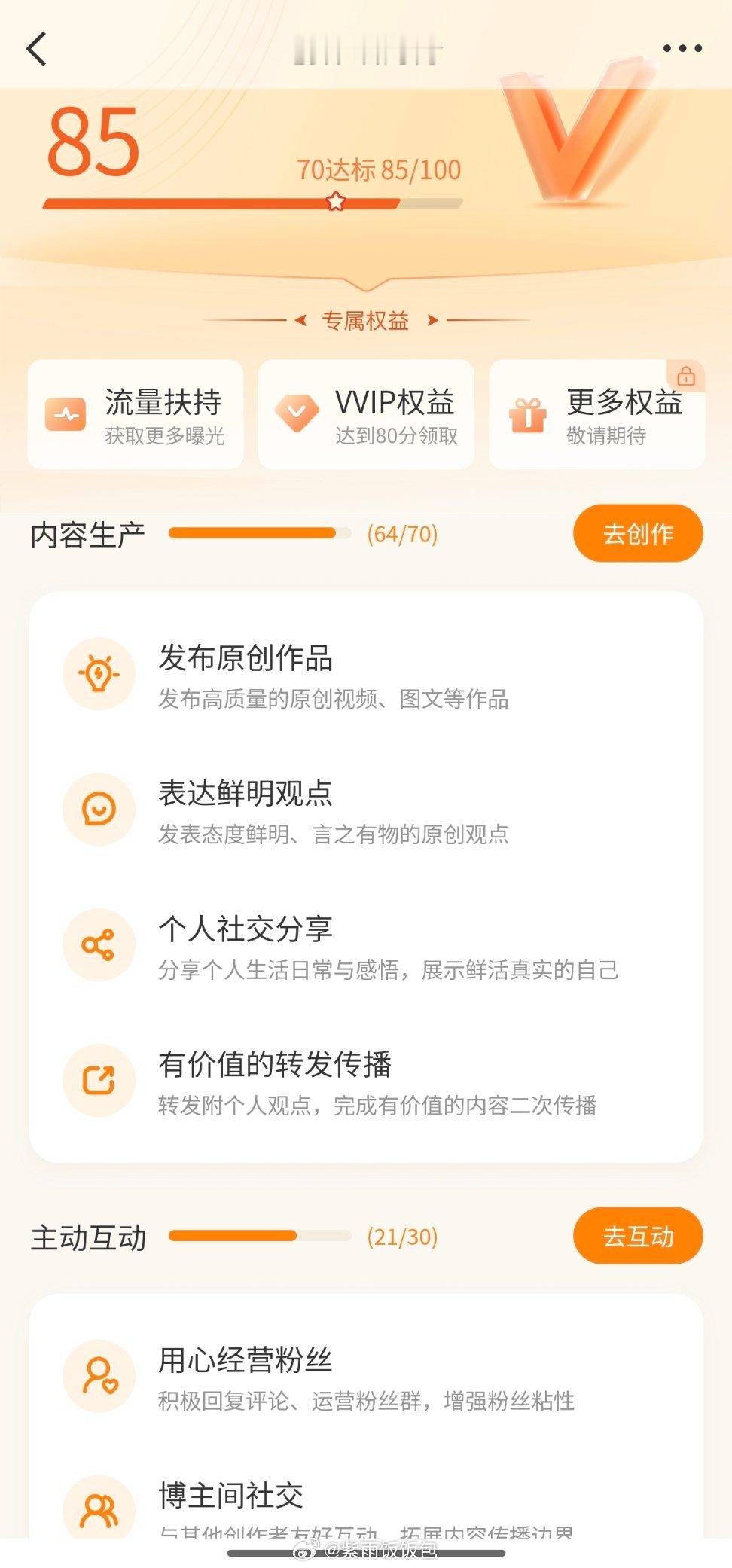 创作活力分上个星期掉到了79分这个星期参加sp活动，发了挺多自己拍的又随意互动了