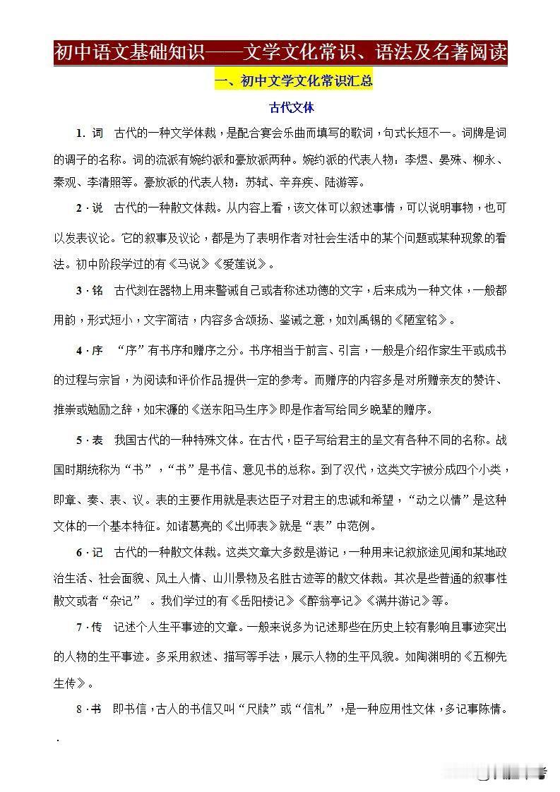 📚家长速看👀初中语文提分秘籍💥
家长们😎，初中语文课外考点超重要🧐，像