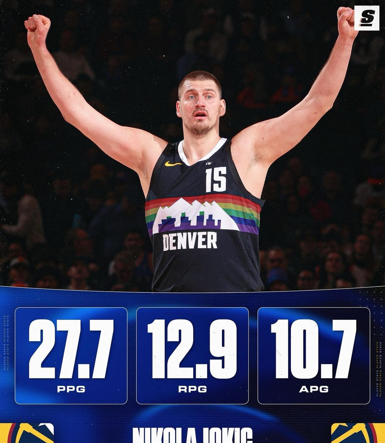 历史唯一，约基奇达成助攻王+篮板王成就

以前觉得场均三双是神迹，大O上古神兽，