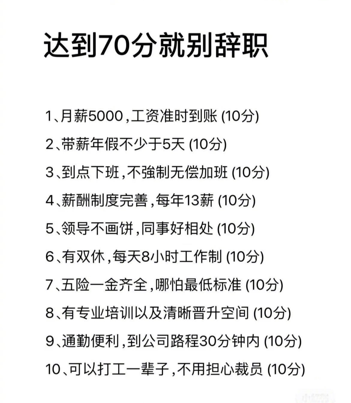 算一算，达到70分没？别轻易辞职。😲 ​​​