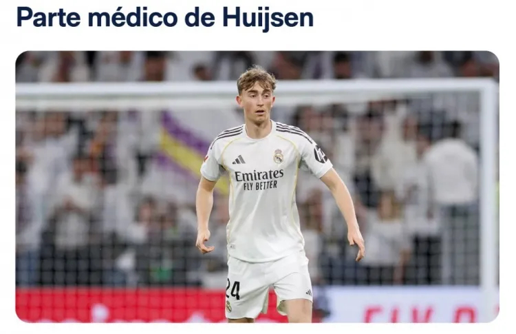 官方消息，皇马中卫赫伊森右小腿肌肉受伤，预计将缺席5-7天。现年20岁的赫伊森本