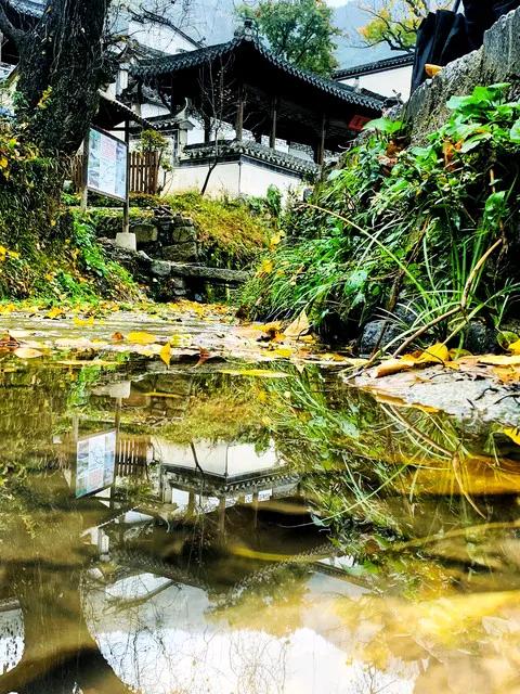 走过当年小水塘，重拾旧日好时光。青山未改云依旧，儿时朋友相迎忙，令人欣喜。  [