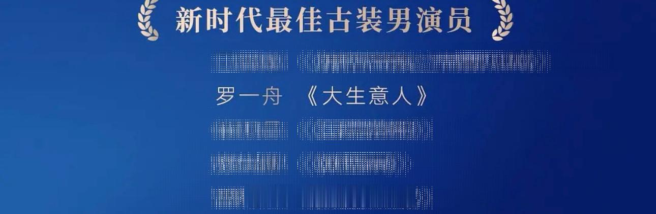 第六届新时代电视节斑彩螺奖提名名单罗一舟《大生意人》入围新时代最佳古装男演员恭喜