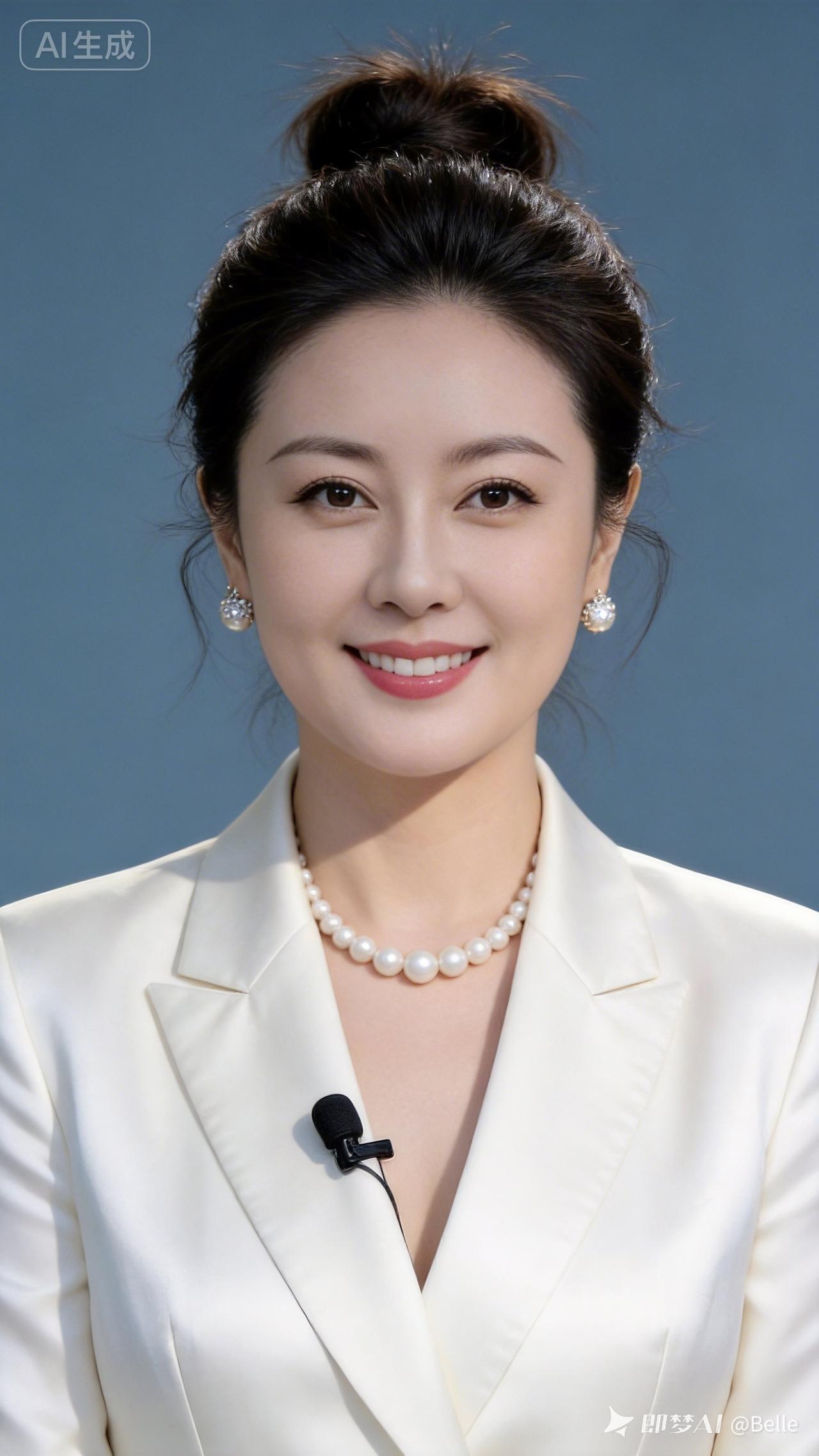 优雅白领风，珍珠项链配白西装，职场女性的完美搭配！