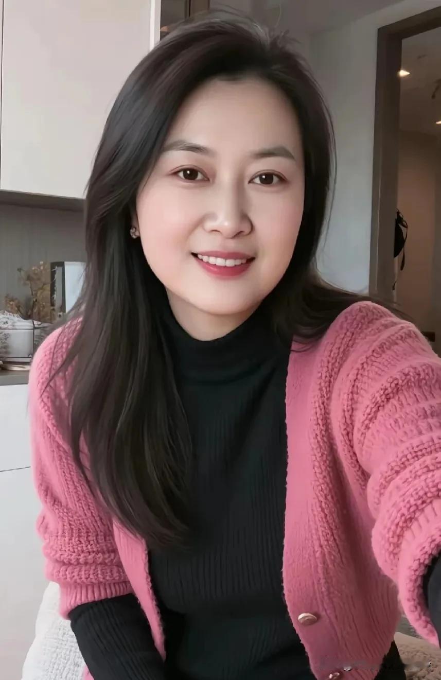 佳人本是美无双，
一笑倾心动柔肠。
淡着素装颜更显，
青丝垂额韵悠长。
黑衫粉袂