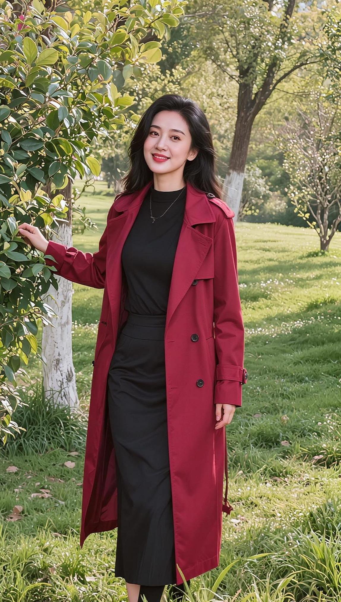 AI简约风衣写真 抖音ai创作 AI扩图 女生拍照姿势 自然美景