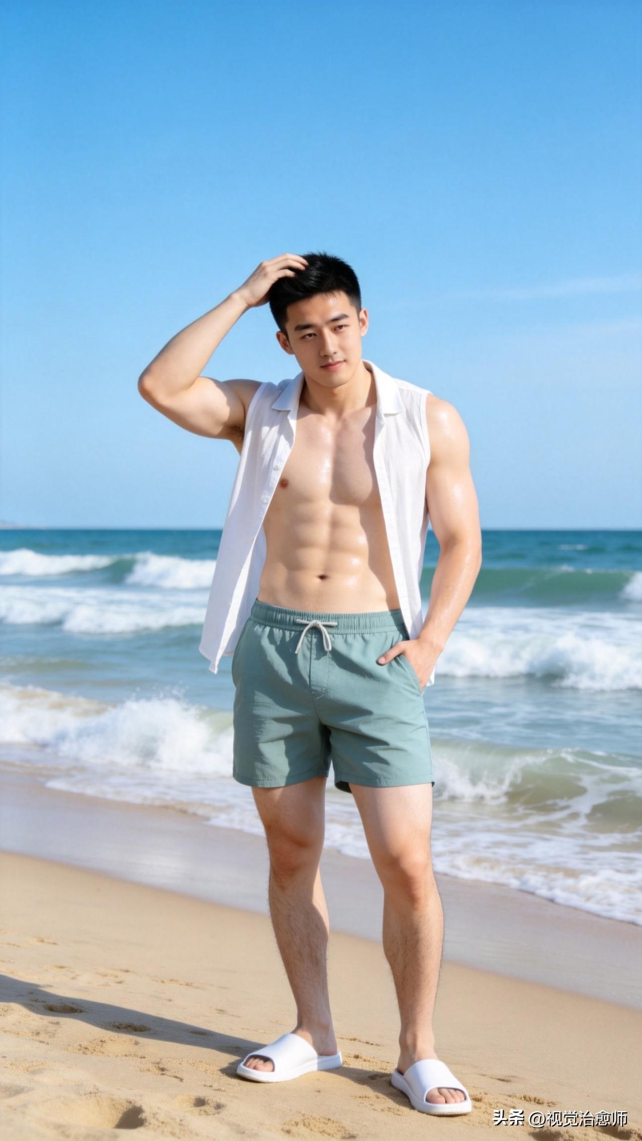 沙滩是肌肉的主场男生怎么拍照才好看 帅哥 男人