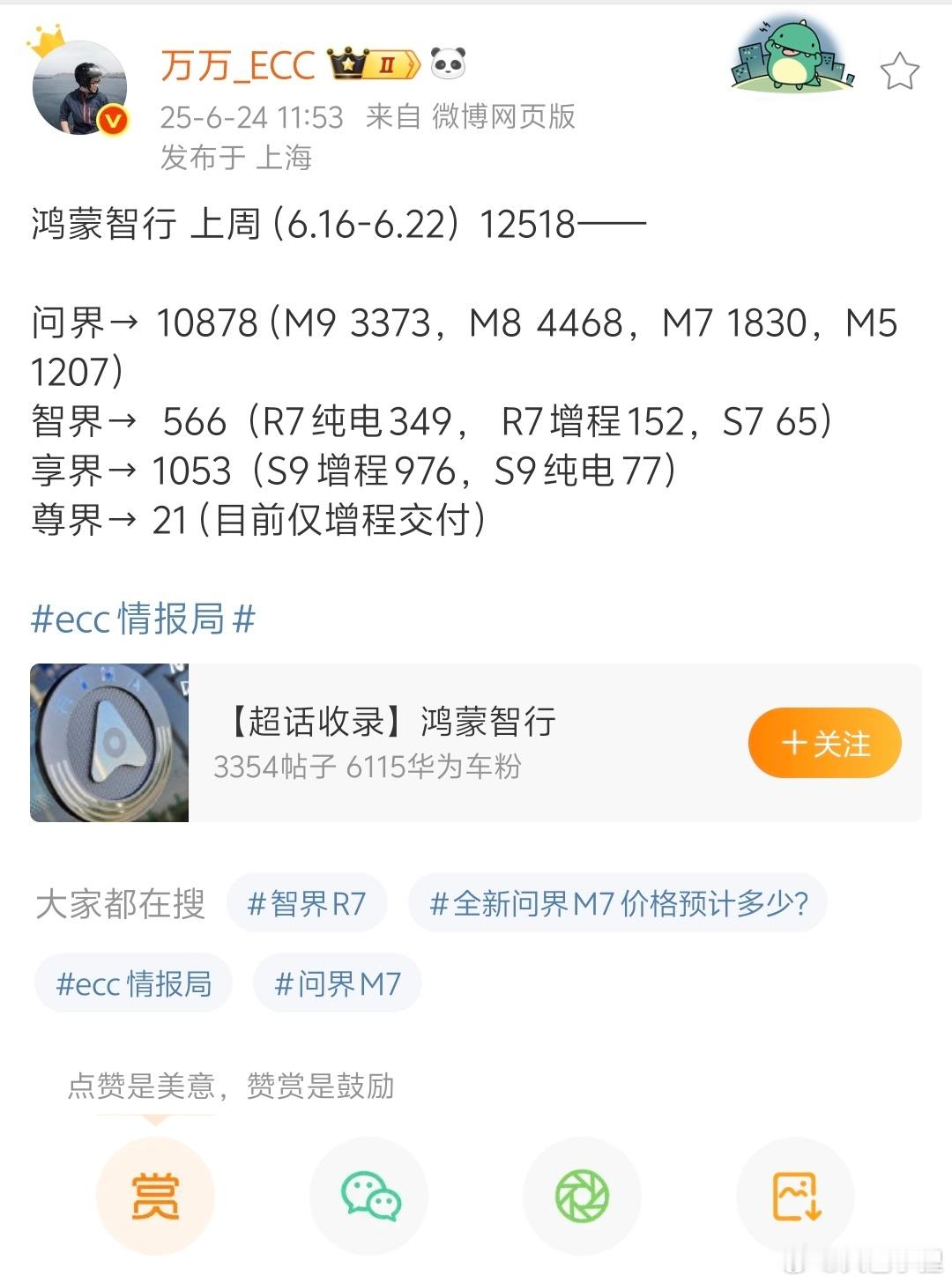 智界的这个销量真的是太出乎意料了，R7无论从任何角度来看都是一款产品力十足的产品
