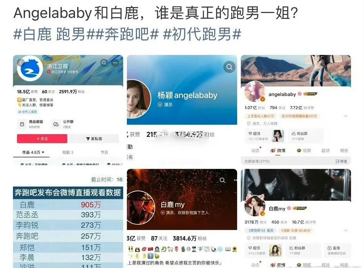 Angelababy粉丝和白鹿粉丝因为谁是跑男一姐吵起来了 