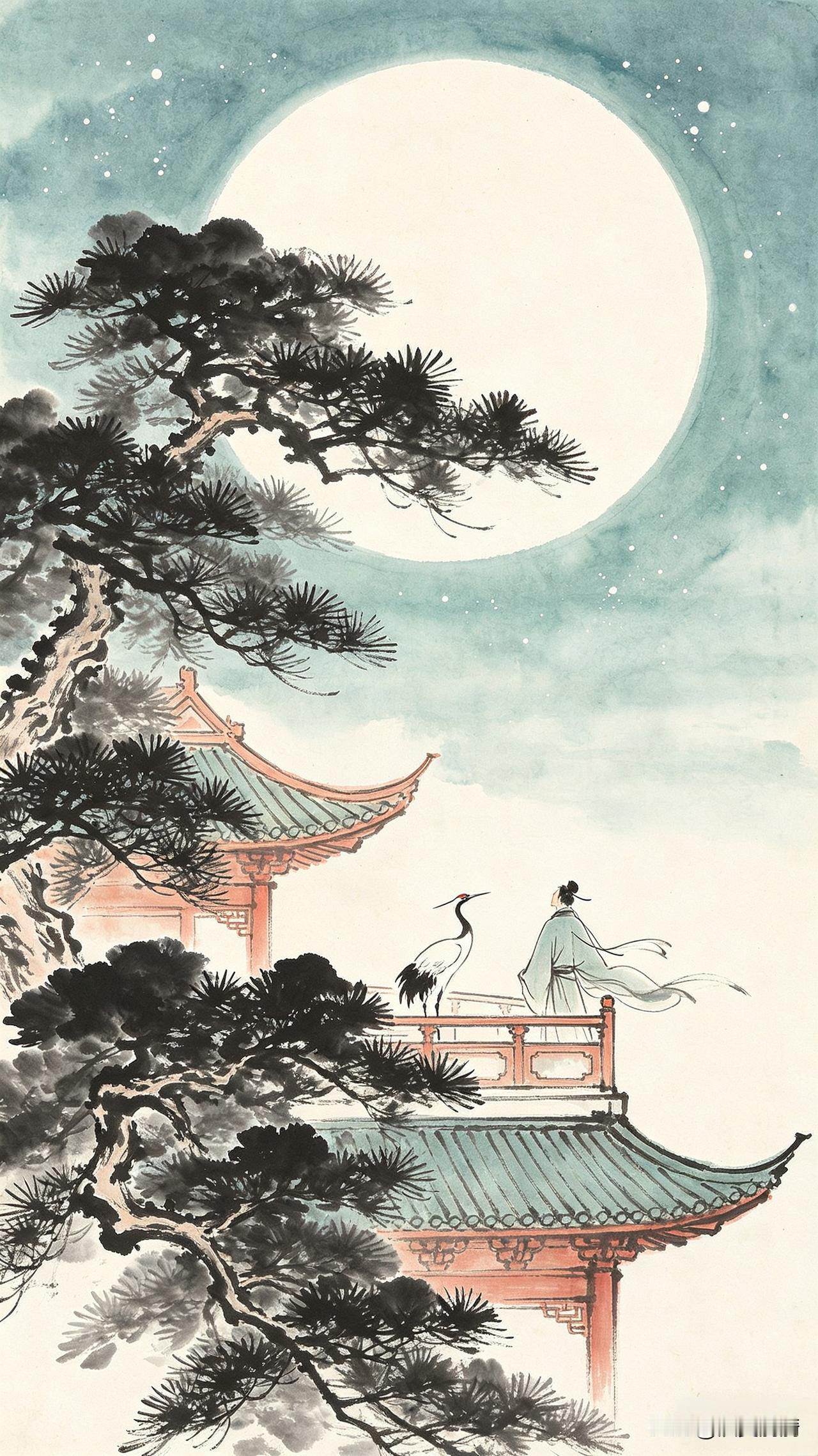 《盈虚之间，天地不言》

月满西楼影自斜，水溢东溟浪作花。
范子扁舟归五湖，留侯