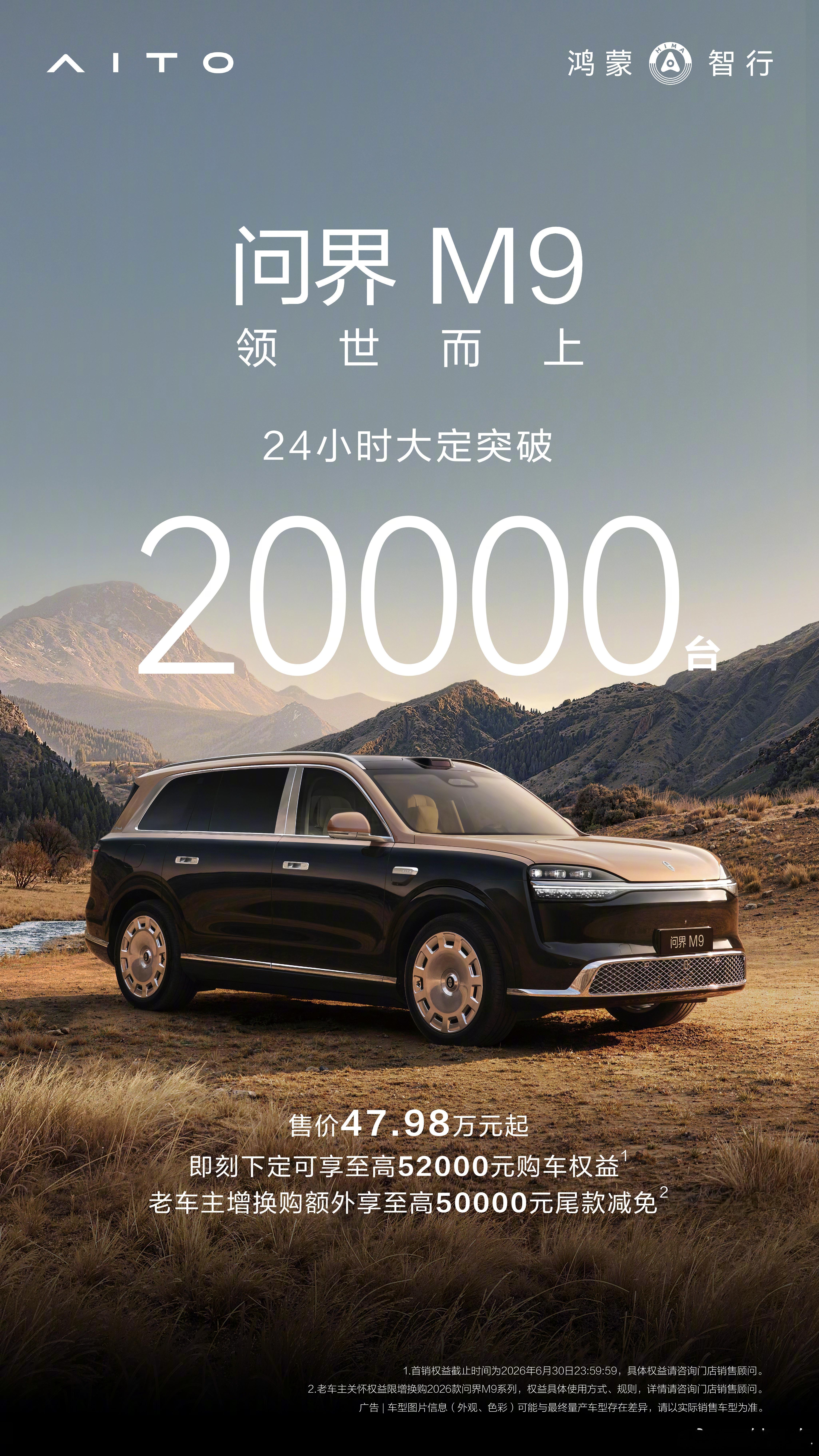 问界M9上市24小时大定突破2万台！这个成绩非常强。我下午说转化率接近30%很准