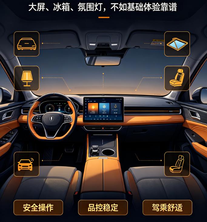 家用买车，别被花哨配置带偏
最近陪家里亲戚看车，发现很多人容易被大屏、花哨灯效吸