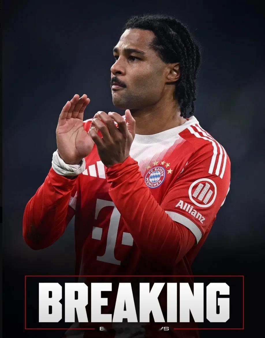 拜仁 官方宣布格纳布里右大腿内收肌撕裂，他将长期缺阵。根据罗马诺和天空体育等综合