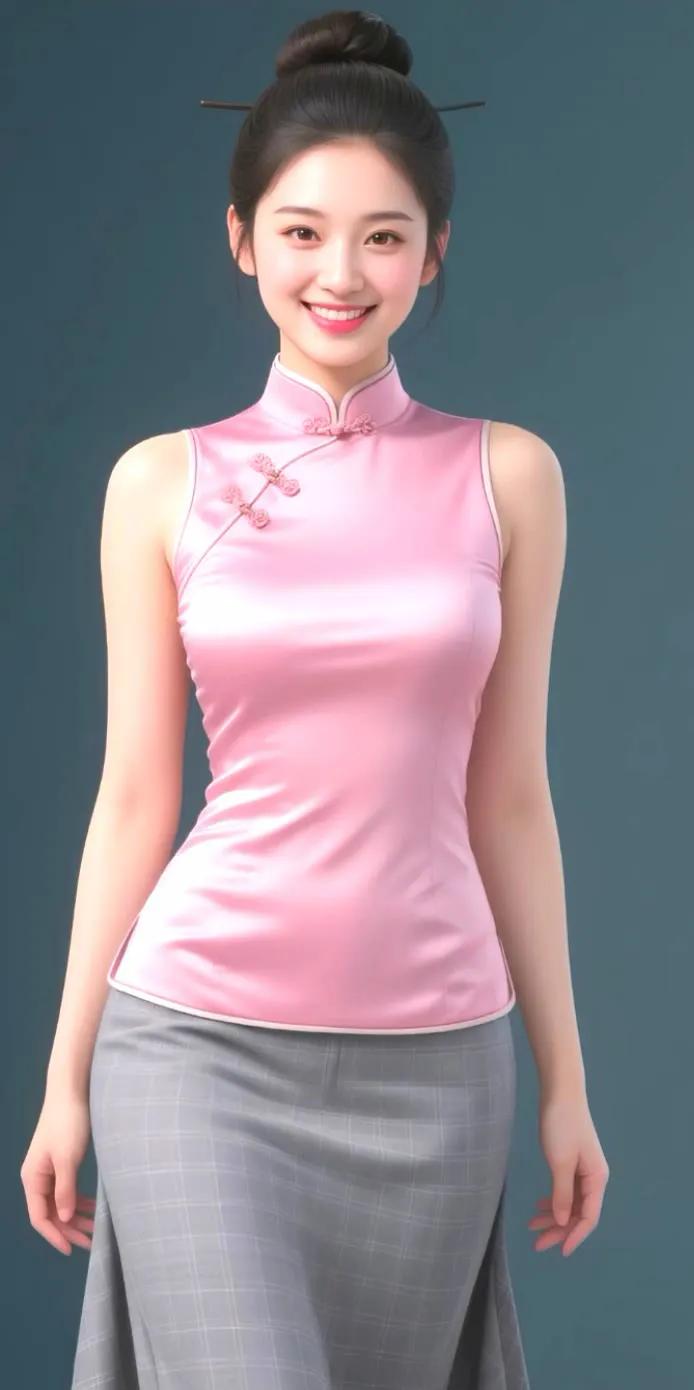 优雅旗袍秀，粉嫩与格纹的完美碰撞！