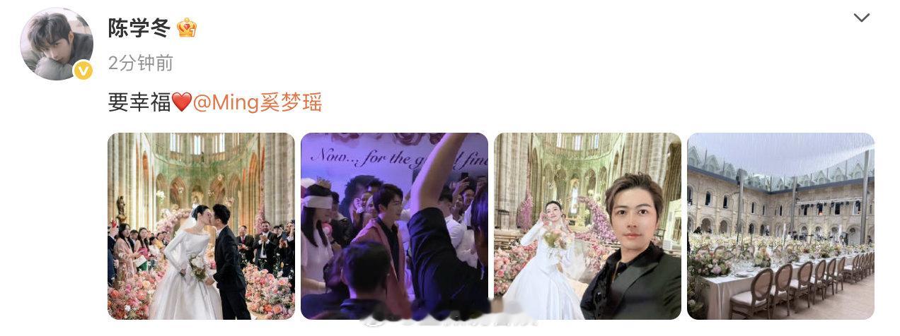 陈学冬参加奚梦瑶婚礼 陈学冬发博祝奚梦瑶幸福 久违营业超暖心！陈学冬现身奚梦瑶法