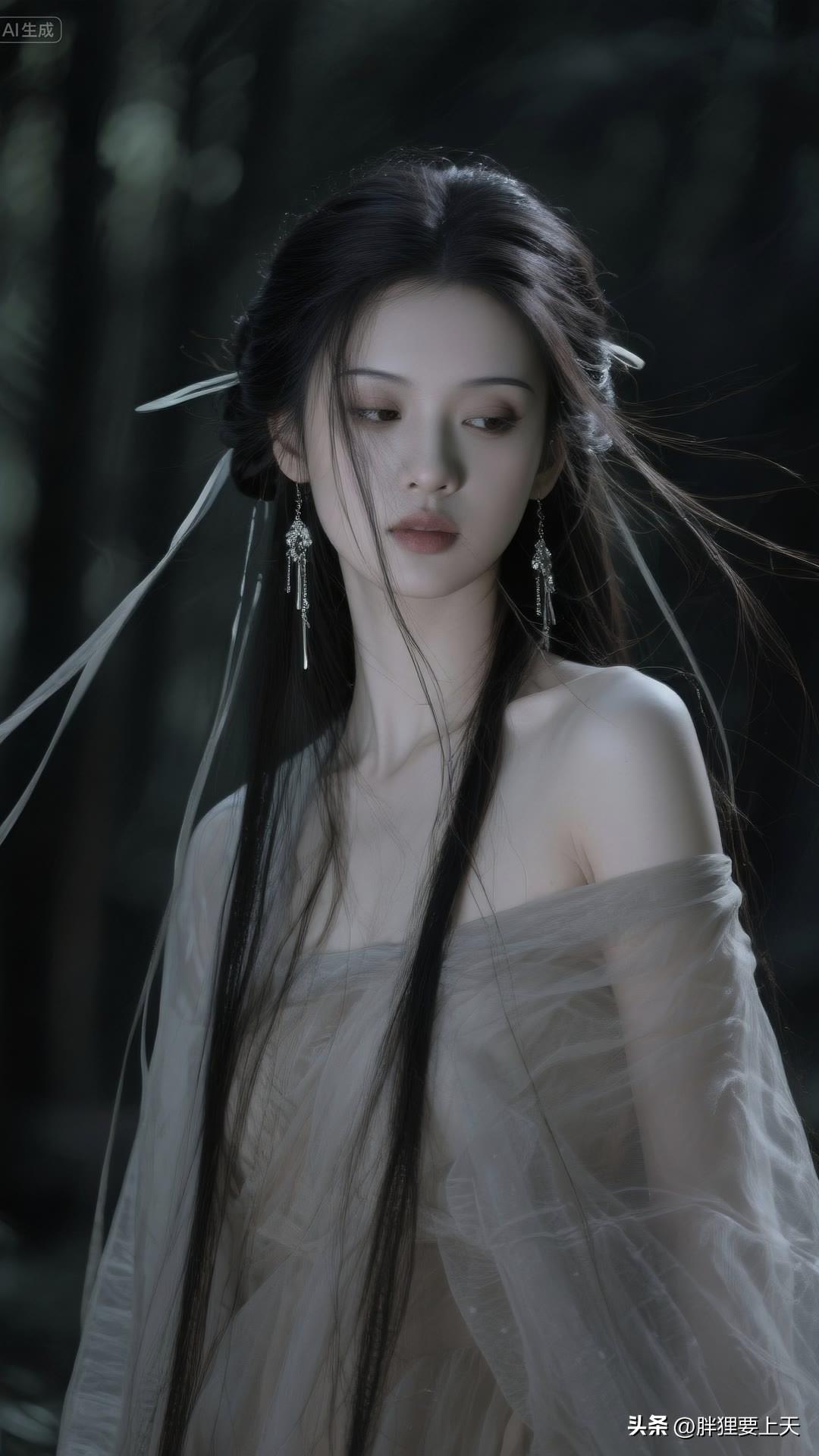 她立在此处，
既是谜面，也是谜底，
是林间漏下的、
不肯坠落的星。美女人像群 高