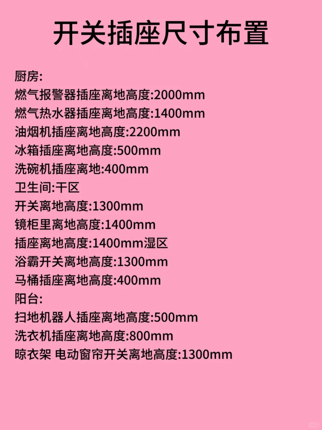 全屋开关插座尺寸布置