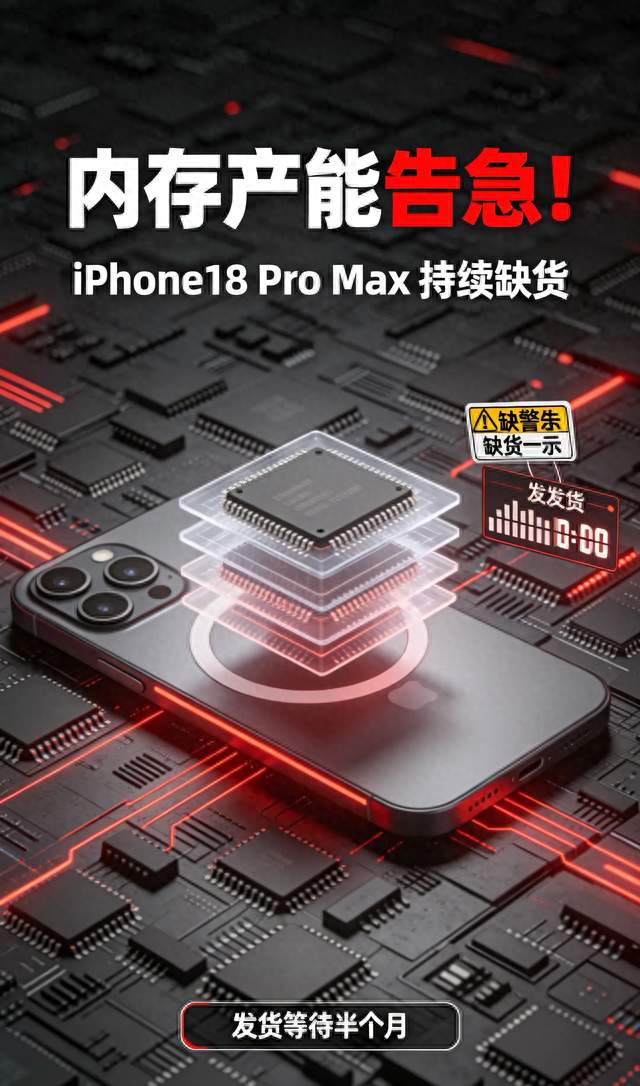 内存产能告急！iPhone18 Pro Max持续缺货，发货等待半个月