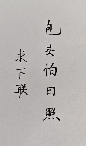 才子佳人们，请对下联！

上联：包头怕日照
下联：_______？诗友请赐墨！