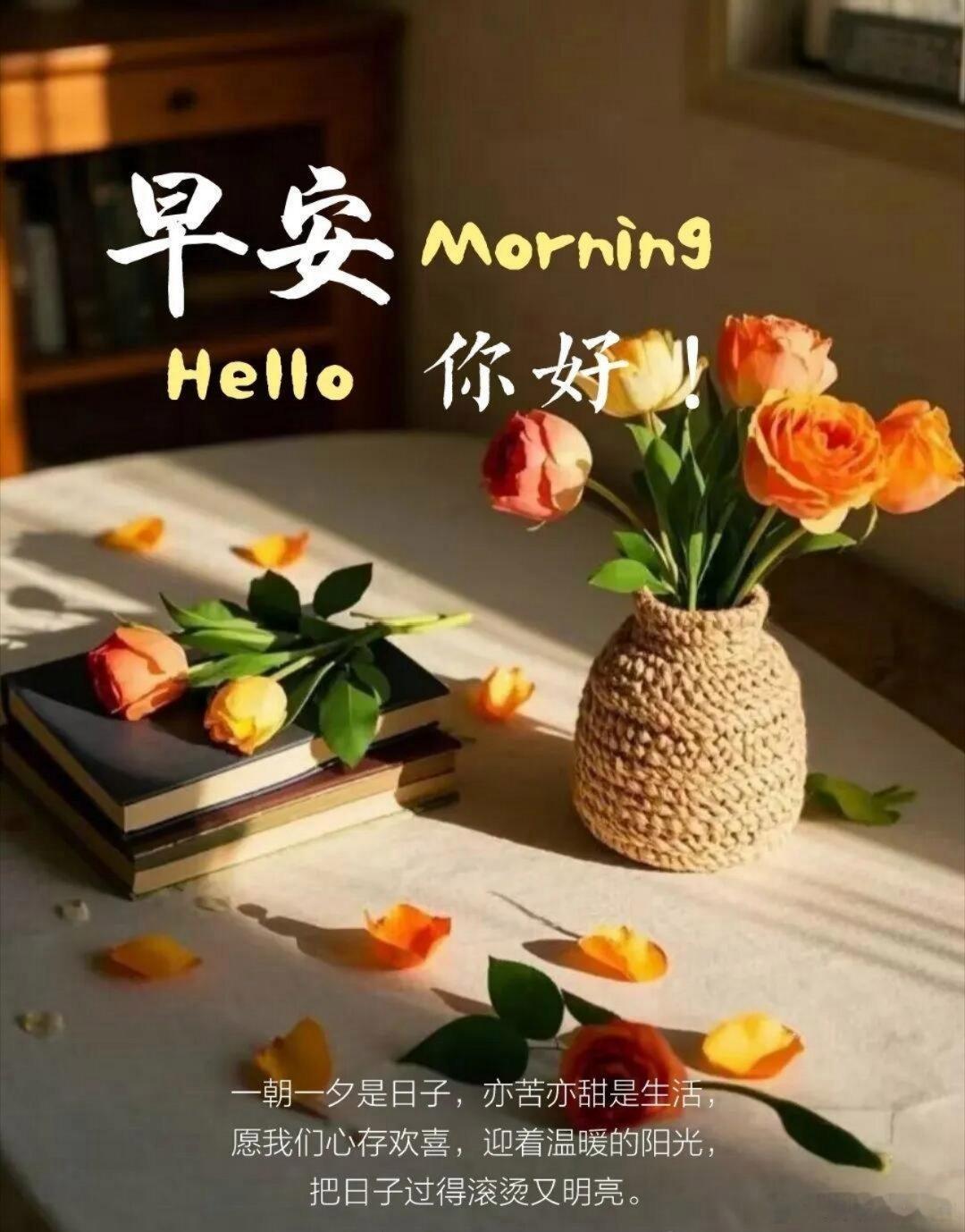 早安 晨光把昨夜的疲惫慢慢照亮，日子又翻了一页。新一天的阳光正好，不燥不急，心里