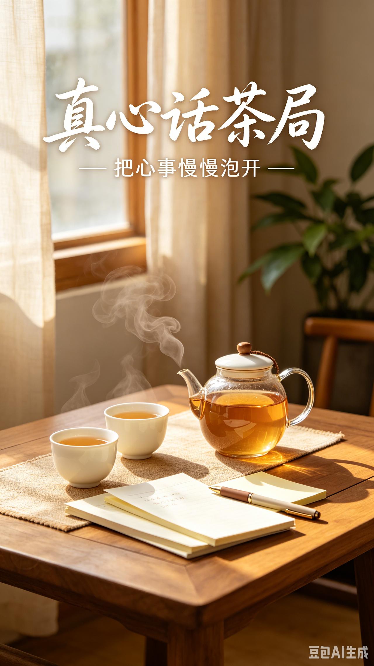 闲来泡一壶清茶，静坐聊聊心底真心话。生活琐碎、人间感慨，都伴着茶香慢慢倾诉。不必