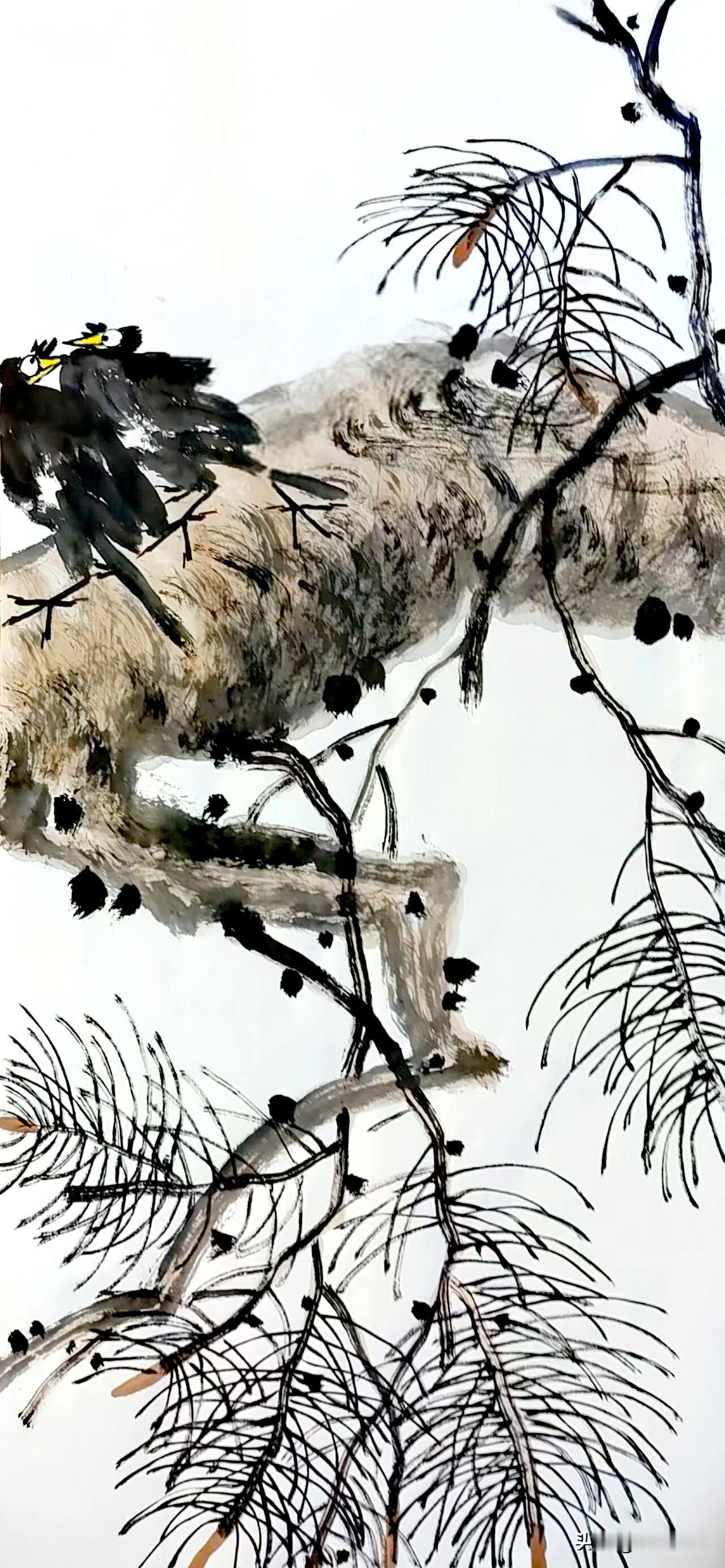 历尽风霜骨未倾，
苍虬老干倚云生。 
双双对语枝头上，
便任清欢随暖风。
[耶]
