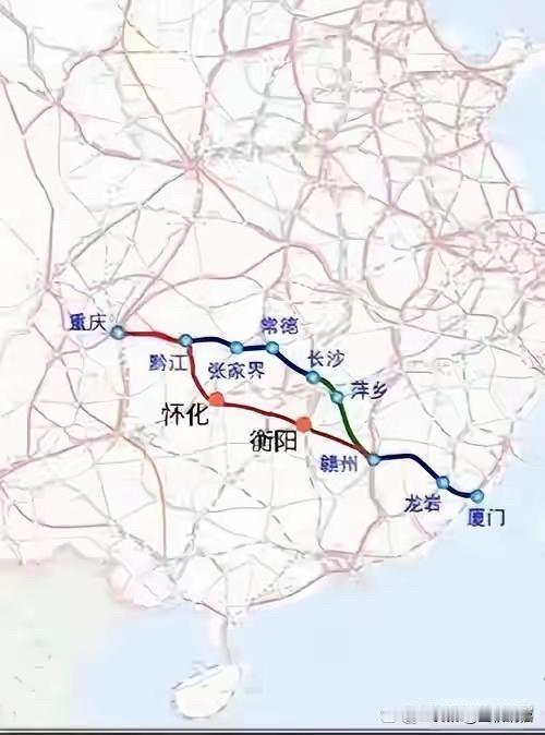 如果渝厦高铁走南线，经过衡阳，衡阳有可能超怀化，成湖南第二大高铁枢纽。
渝厦通道