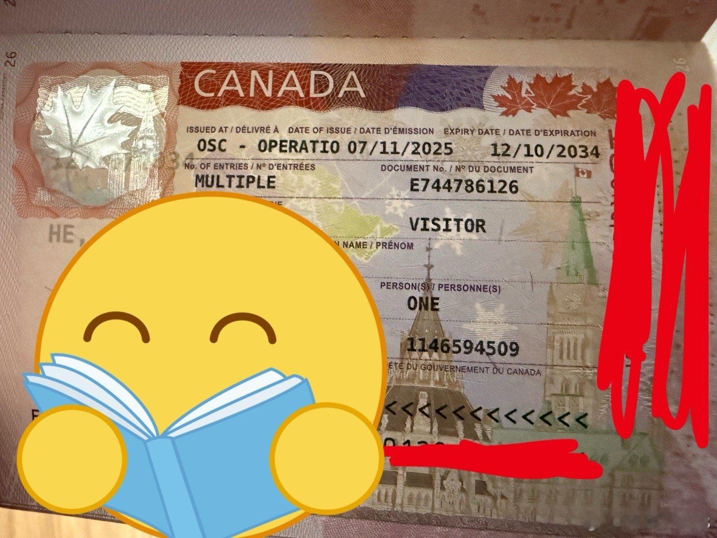 收到加拿大贴签了，周一递的护照，周五就收到了，这次效率挺高，签证有效期给到护照有