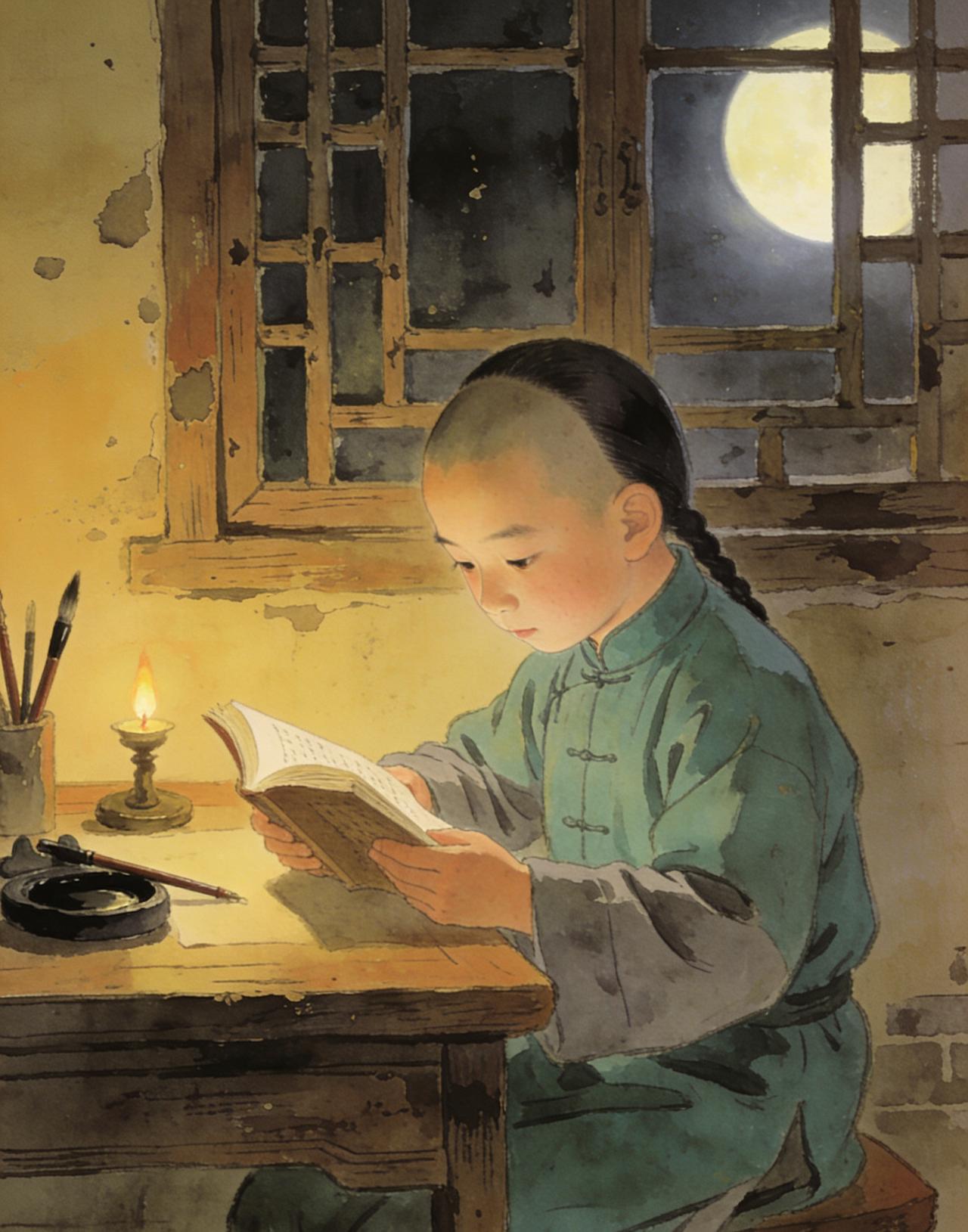 笨小孩的逆袭：背书把小偷逼疯

曾国藩少年背书，
翻来覆去背到半夜仍不熟练。
躲