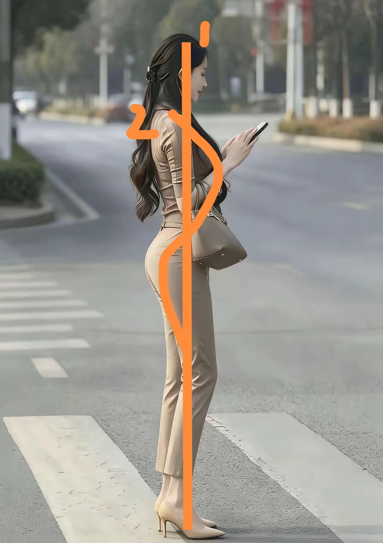 直线和曲线的完美结合
1.头和脚在一条直线上
2.胸和臀是曲线的曲点
这种线条美