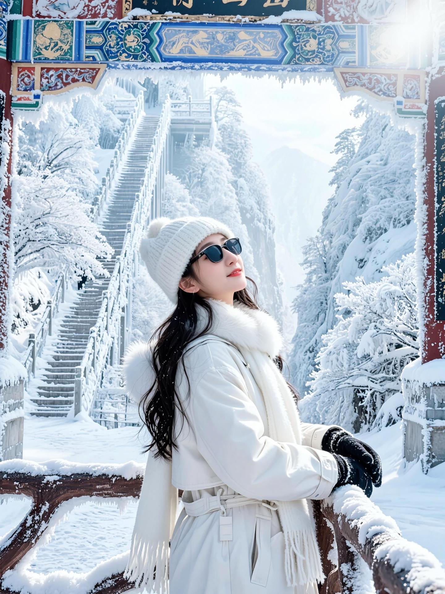AI雪岭旅人写真