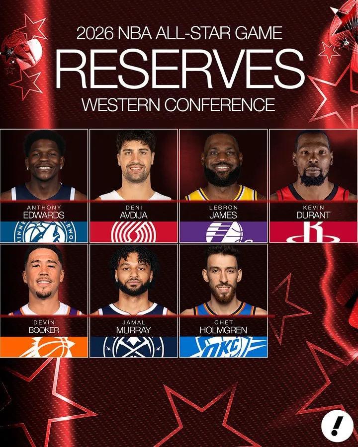 NBA官方公布了2026年的全明星赛替补阵容名单，这份名单由30支NBA球队的主