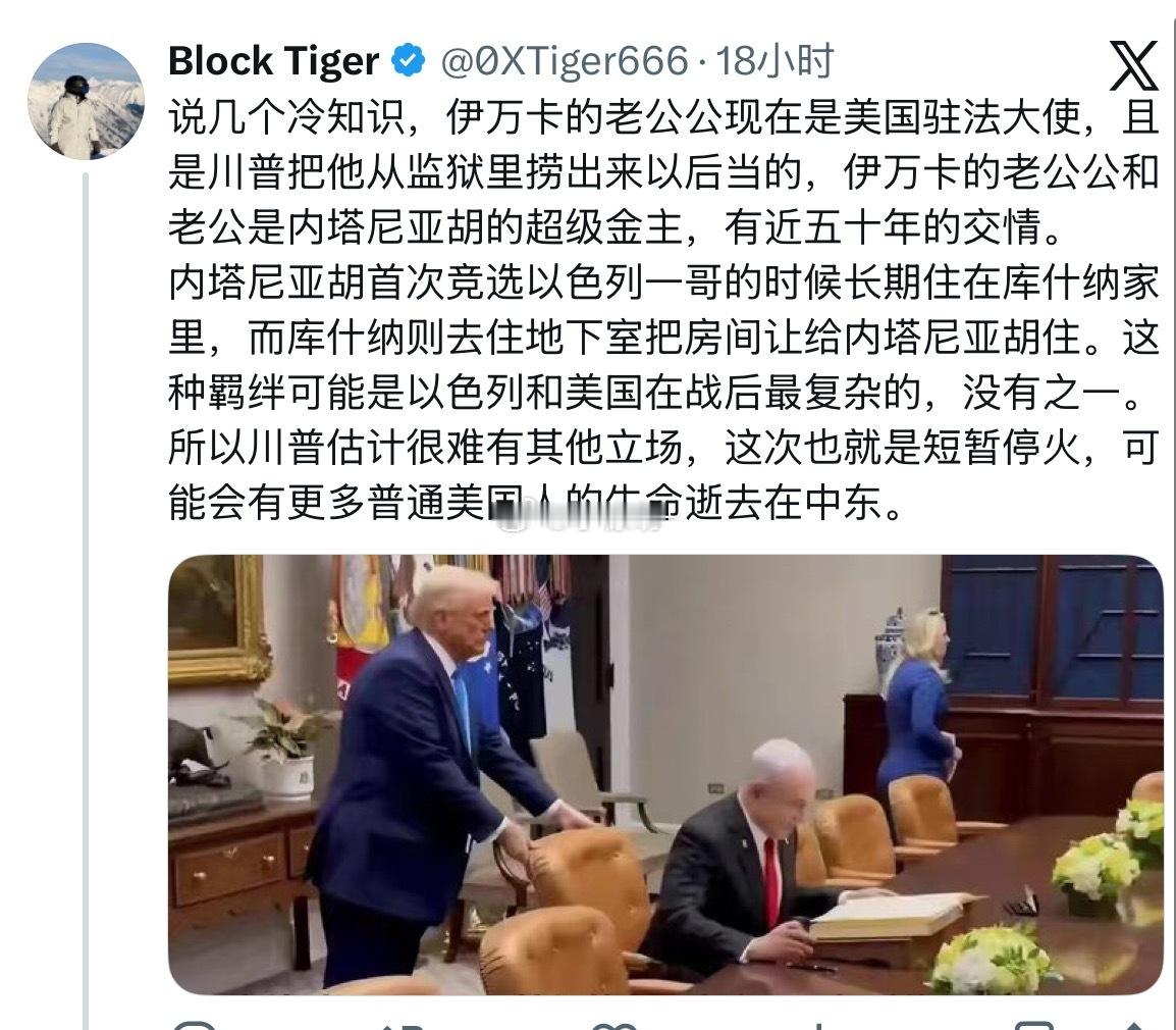 查尔斯·库什纳（伊万卡公公）确为现任美国驻法国（及摩纳哥）大使，2025年由特朗