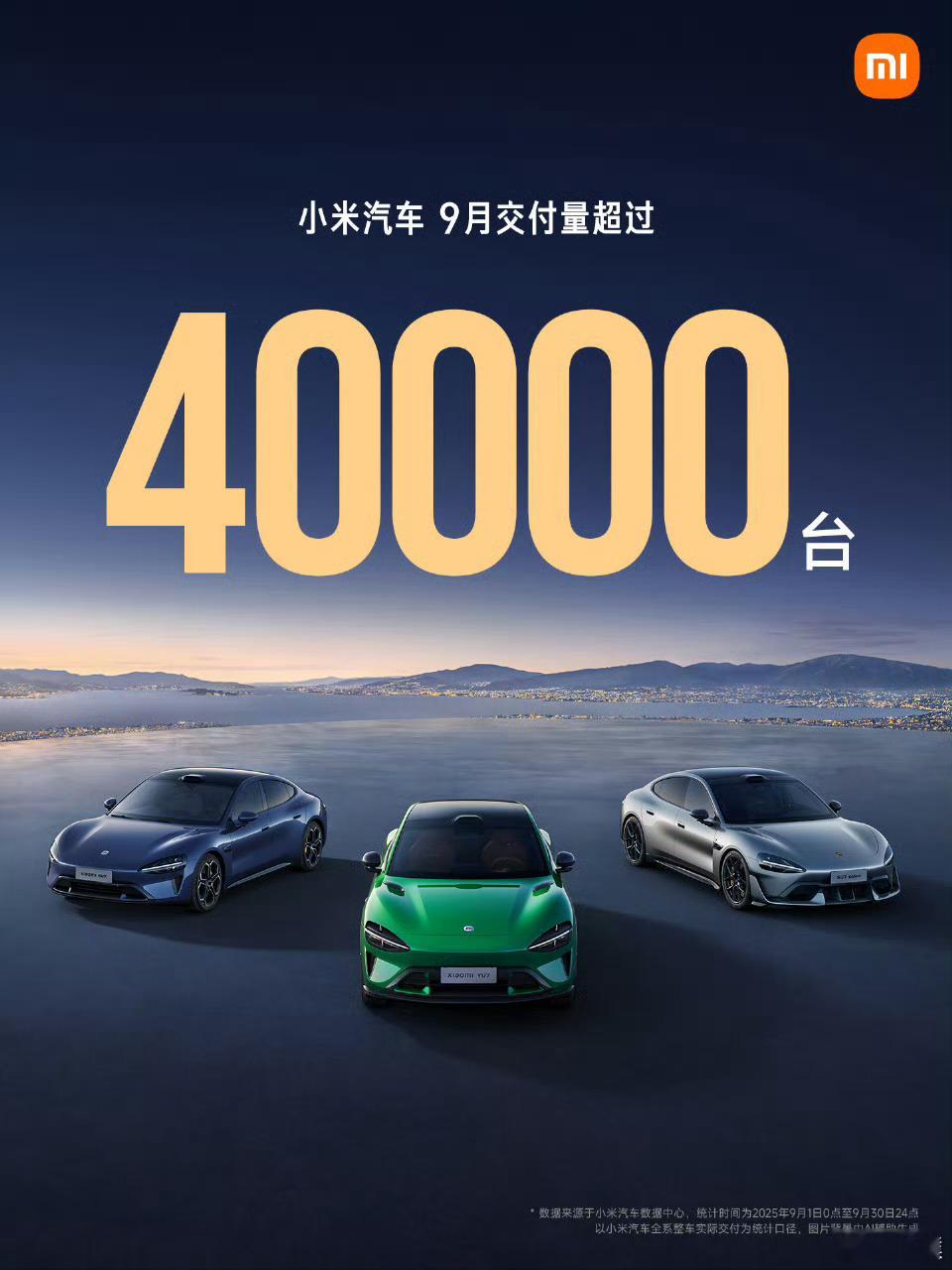 小米9月交付量超4万辆[666]小米yu7 ​​​