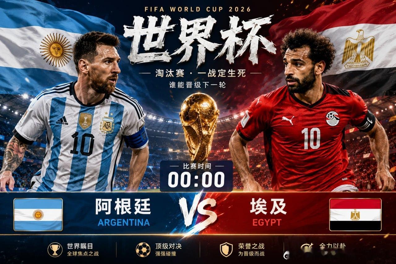 🏆 世界杯淘汰赛｜阿根廷 VS 埃及世界杯进入淘汰赛阶段，每一场都是生死战，没
