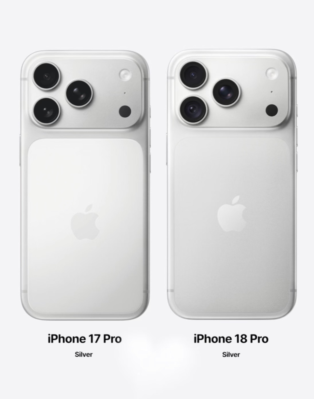 iPhone17Pro对战18 Pro，简直是大型找不同现场。两款银色放在一起，